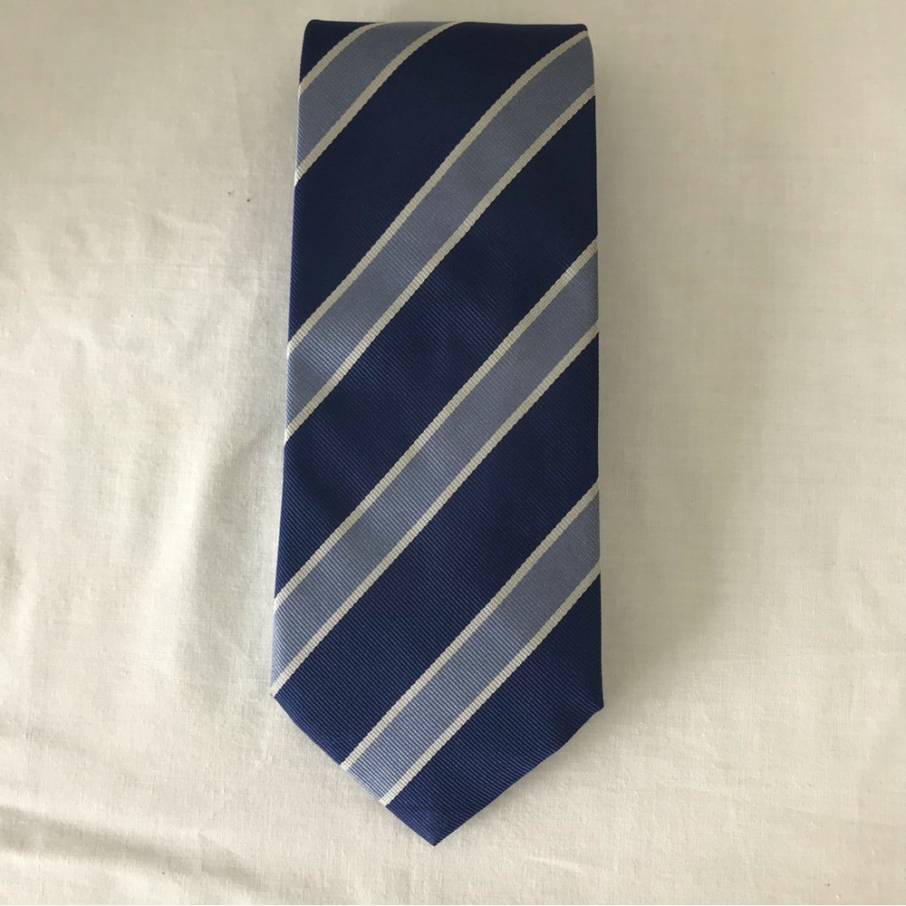 Italian 100% Silk Tie blue striped tie